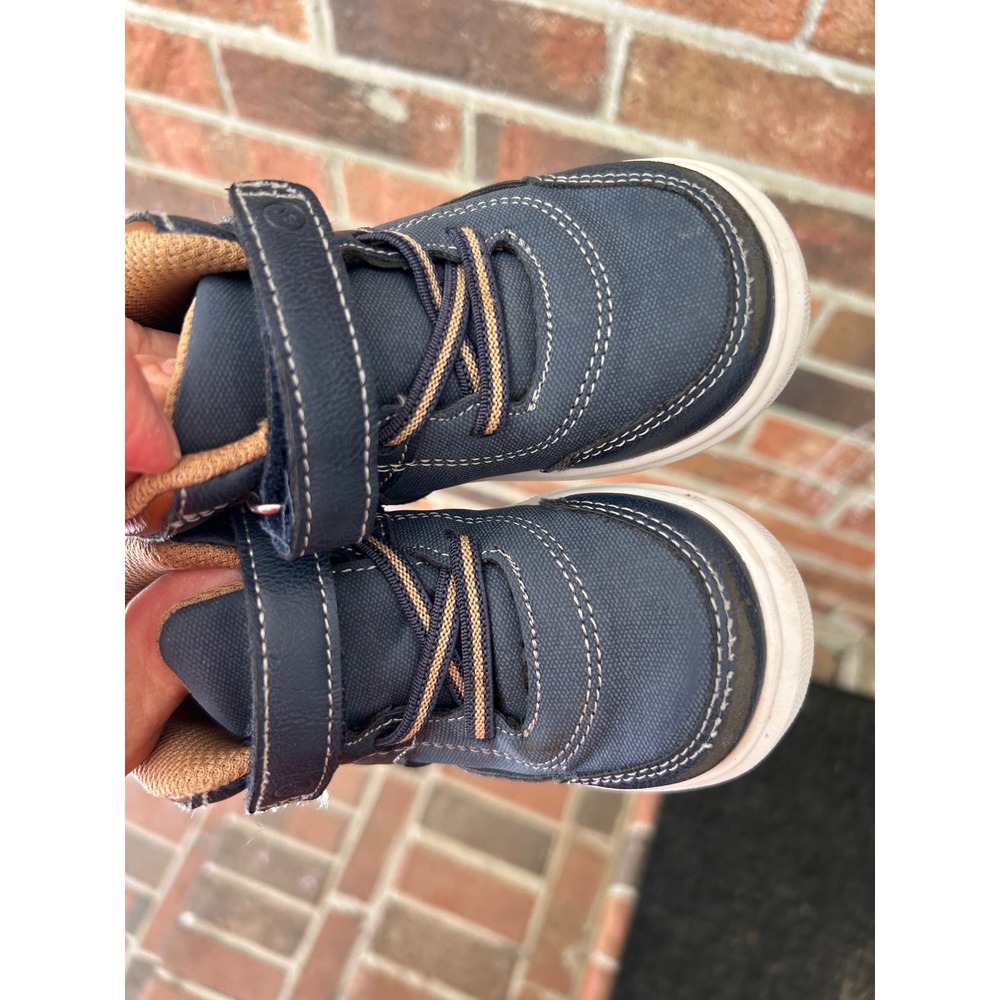 Stride Rite 360 Kids Navy Blue High Top Sneakers Hook Loop Strap Size 6 Boys